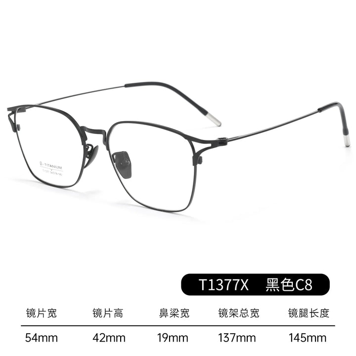 Gmei Optical T1377X men's square titanium alloy prescription eyeglasses — view 4