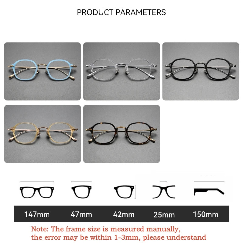 Yimaruili Unisex Full Rim Square Oval Acetate Titanium Eyeglasses 369183