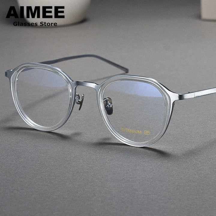 Aimee Unisex Full Rim Flat Top Oval Titanium Acetate Eyeglasses 710628