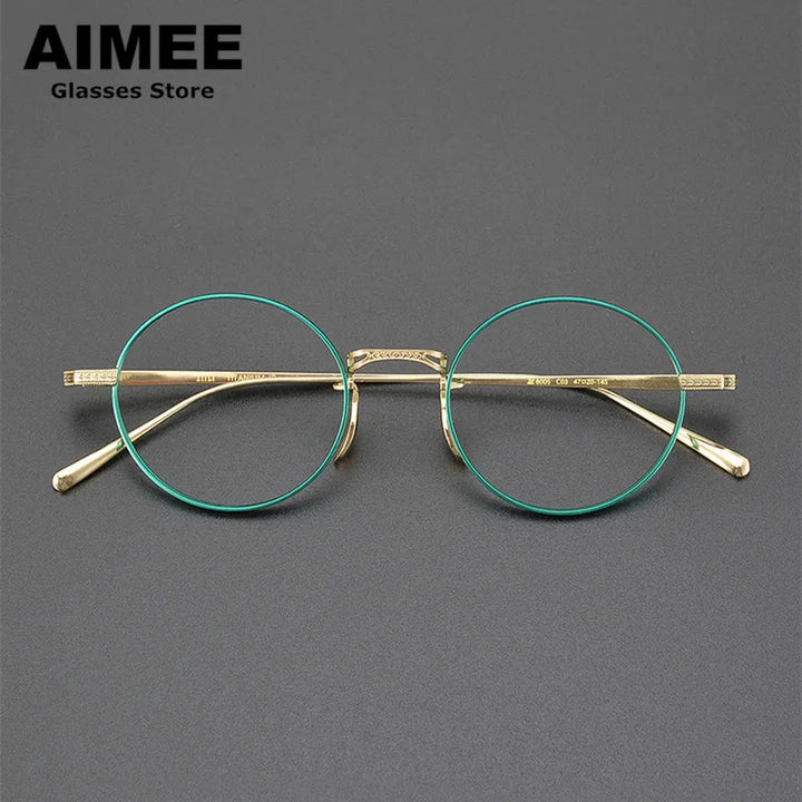 Aimee Unisex Full Rim Round Titanium Eyeglasses 8005 Full Rim Aimee   