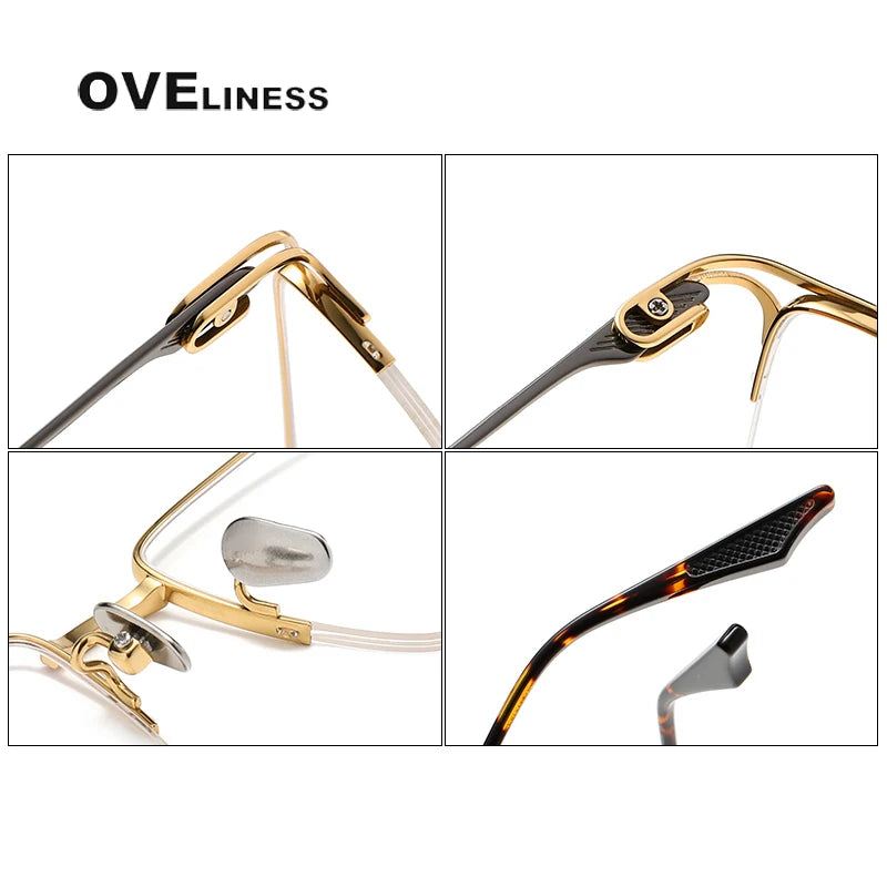 Oveliness Unisex Semi Rim Square Titanium Eyeglasses 8103 Semi Rim Oveliness   