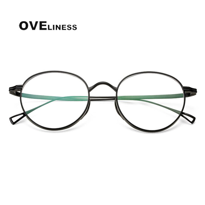 Oveliness Unisex Full Rim Round Titanium Eyeglasses 10518 Full Rim Oveliness Black  