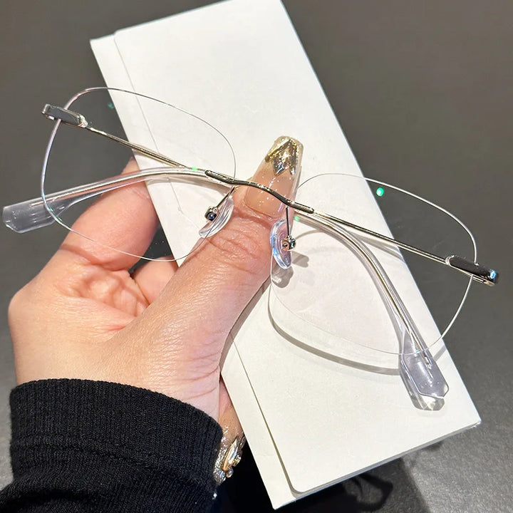 Zirosat Women's Rimless Square Alloy Eyeglasses 31315