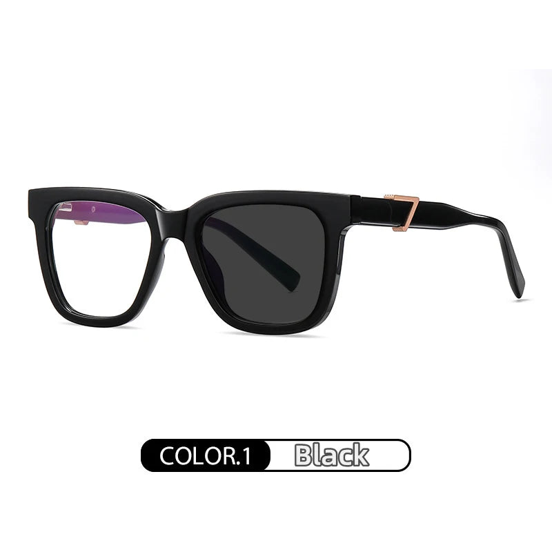 Kocolior Unisex Full Rim Square Acetate Alloy Hyperopic Reading Glasses C911 Reading Glasses Kocolior Photochromic Black 0 