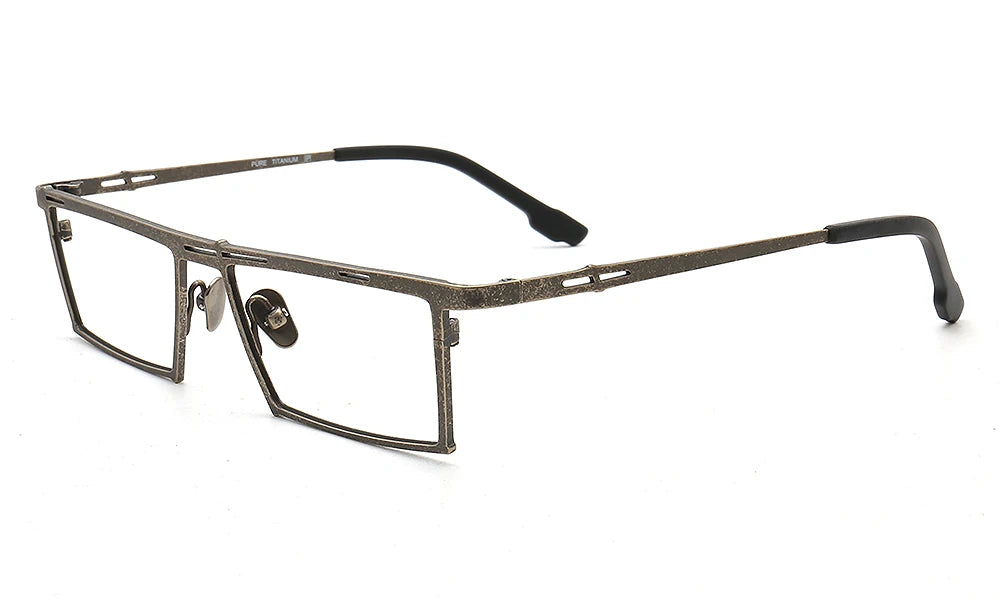 Muzz Unisex Full Rim Small Square Brow Line Titanium Eyeglasses T7760 Full Rim Muzz C4  