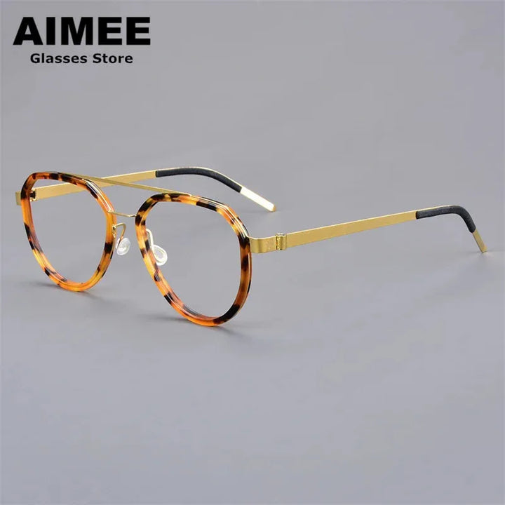 Aimee Unisex Full Rim Oval Double Bridge Titanium Eyeglasses 9745