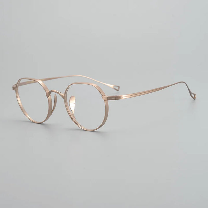 Black Mask Unisex Full Rim Flat Top Round Titanium Eyeglasses K9912 Full Rim Black Mask Rose Gold  