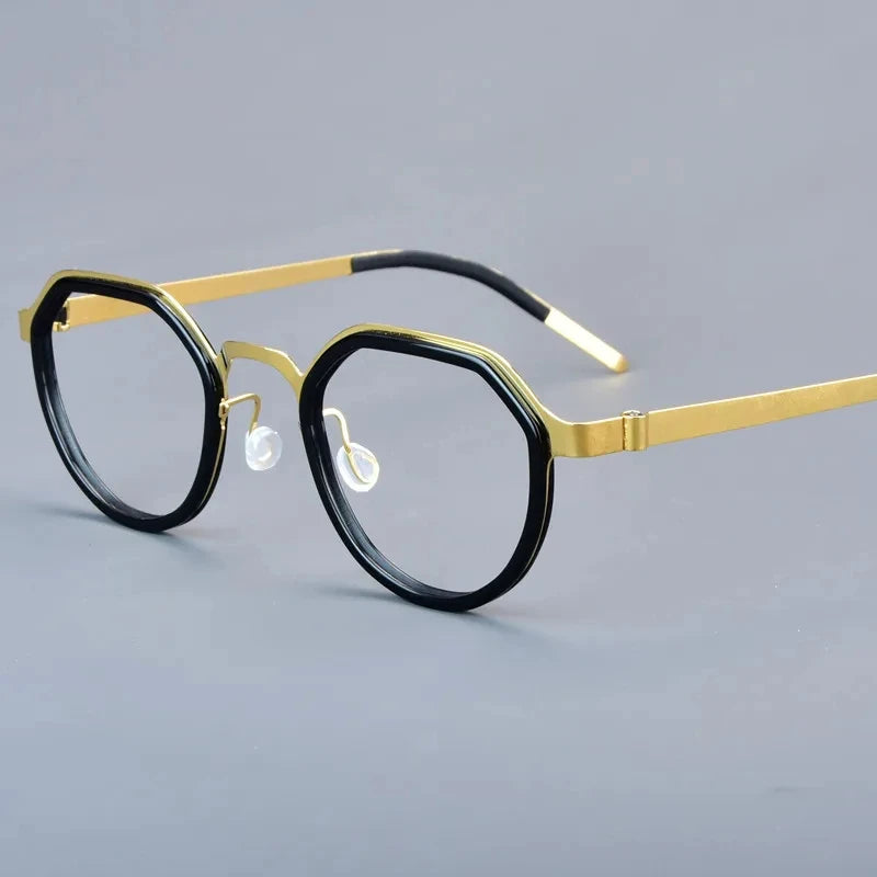 Bobbie Women's Full Rim Flat Top Round Titanium Acetate Eyeglasses 963069