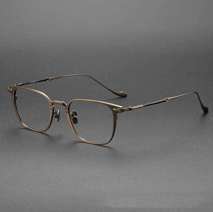 Hdcrafter Unisex Full Rim Square Titanium Eyeglasses 3135 Full Rim Hdcrafter Eyeglasses Bronze  