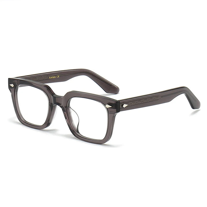 Black Mask Unisex Full Rim Square Acetate Handcrafted Eyeglasses 382348 Full Rim Black Mask Gray  