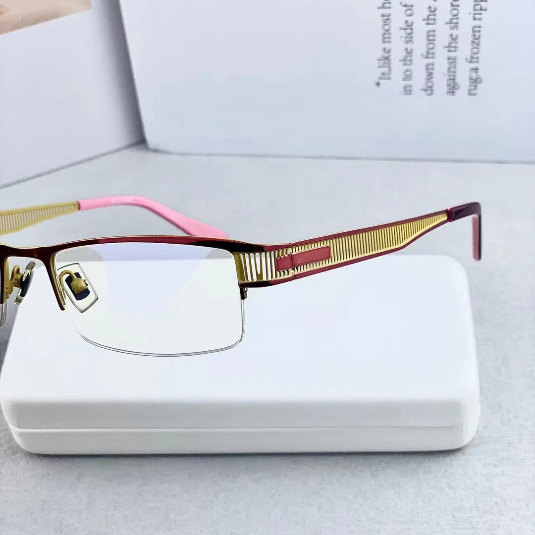 Cubojue Unisex Semi Rim Rectangle Alloy Reading Glasses C678 Reading Glasses Cubojue +150 Red 