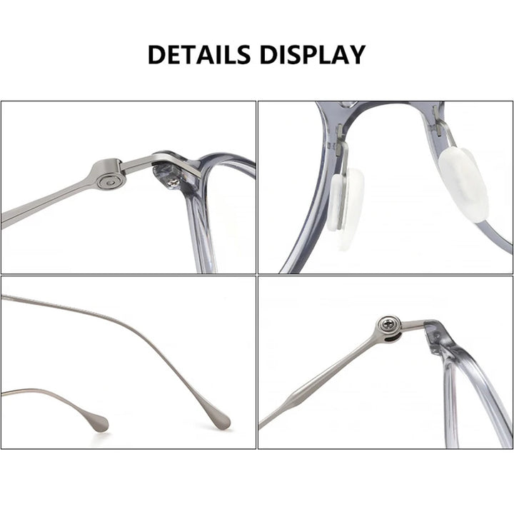 KatKani Unisex Full Rim Polygon Titanium Acetate Eyeglasses 8641 Full Rim KatKani Eyeglasses   