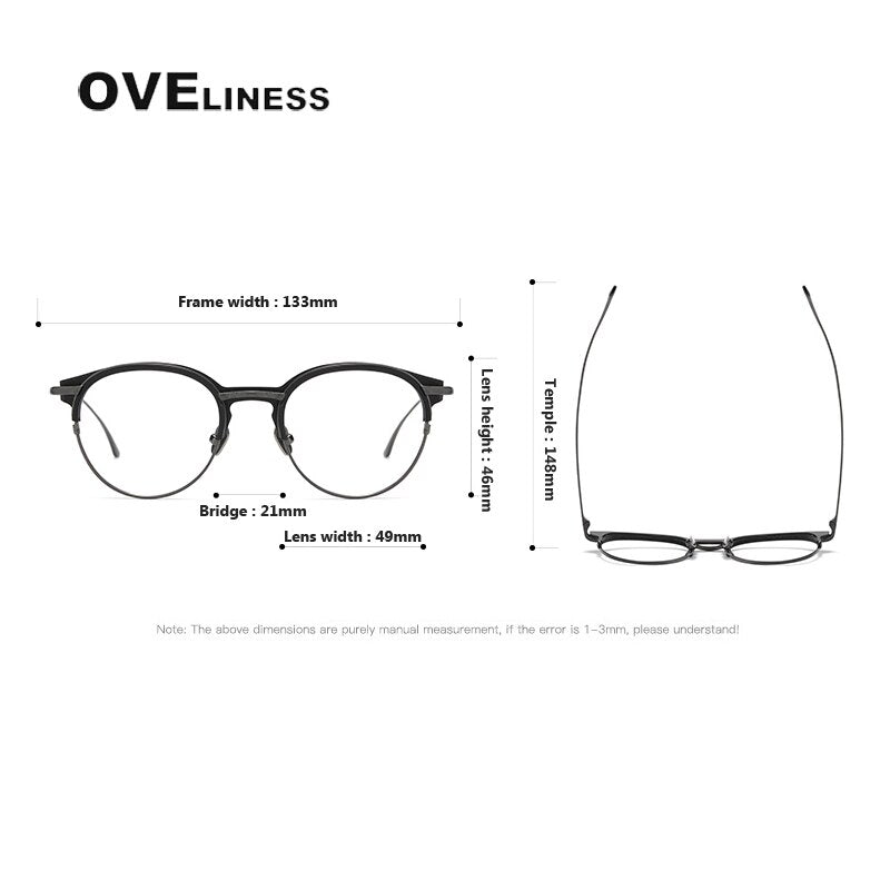 Oveliness Unisex Full Rim Round Acetate Titanium Eyeglasses Lepus Full Rim Oveliness   
