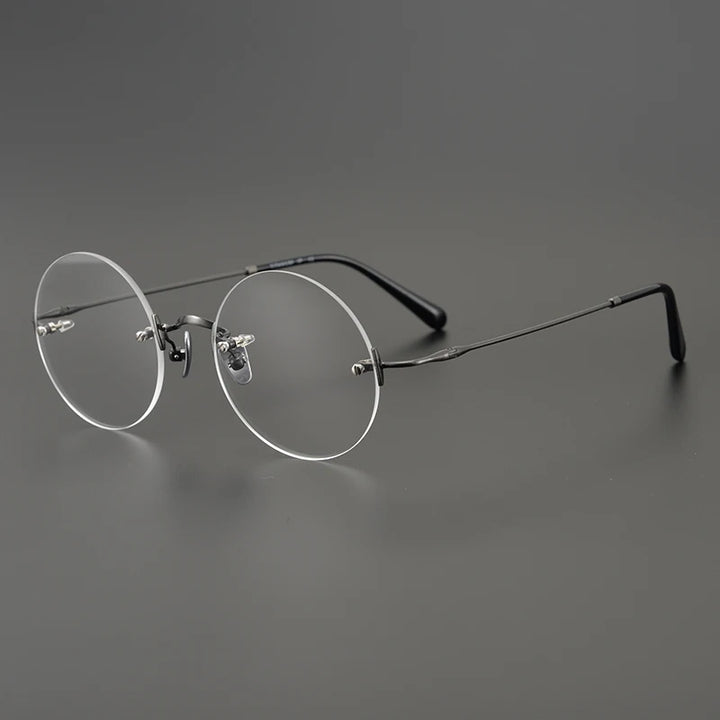 Aimee Unisex Rimless Round Titanium Eyeglasses 13321 Rimless Aimee Grey  