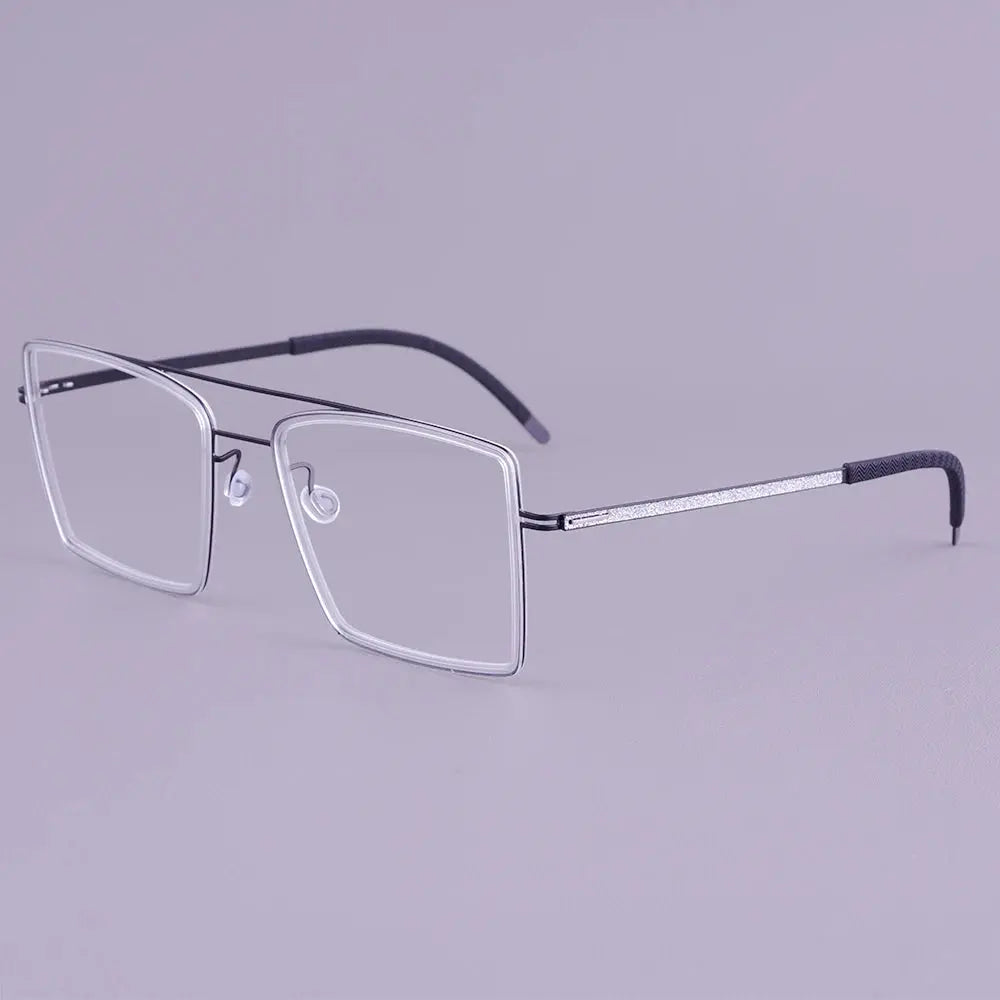 Bobbie 476456 Men’s Full Rim Square Double Bridge Titanium Frames FuzWeb