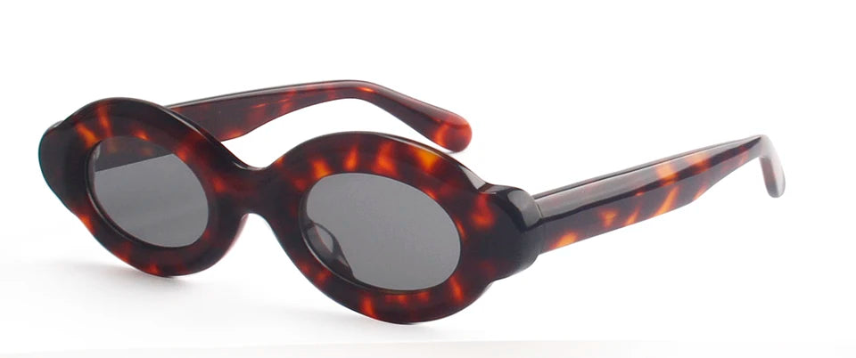 Esnbie Unisex Full Rim Oval Frosted Thick Acetate Sunglasses 240321