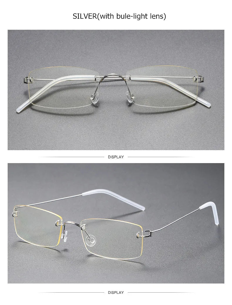 Aimee Unisex Rimless Square Screwless Titanium Eyeglasses 2120 Rimless Aimee Silver1  