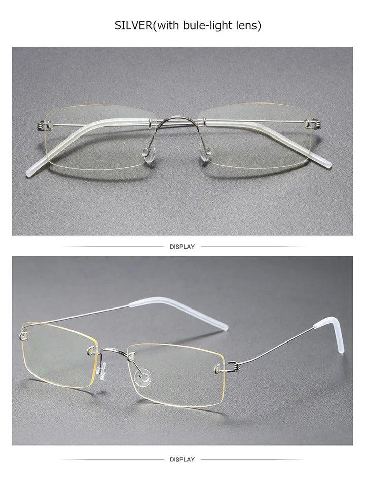 Aimee Unisex Rimless Square Screwless Titanium Eyeglasses 2120 Rimless Aimee Silver1  