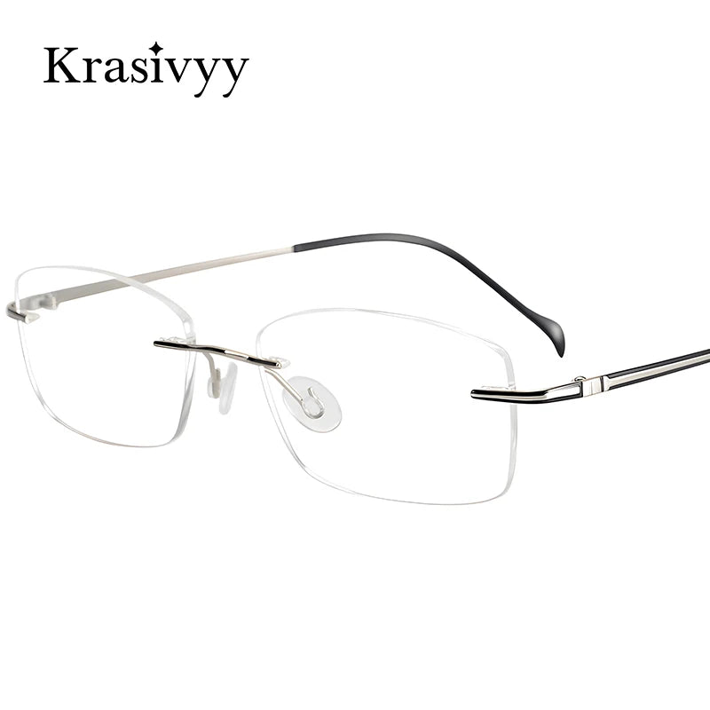 Krasivyy Unisex Rimless Oval Square Titanium Eyeglasses 16075 Rimless Krasivyy   