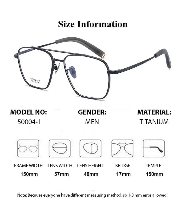 Summer Flower Unisex Full Rim Big Square Double Bridge Titanium Eyeglasses 50004 Full Rim Summer Flower