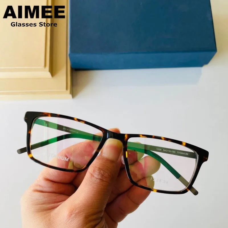 Aimee Unisex Full Rim Square Titanium Acetate Eyeglasses 1228 Full Rim Aimee Tortoise  