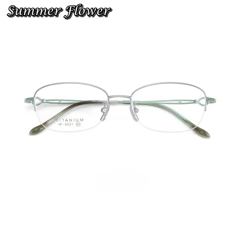 Summer Flower Women's Semi Rim Oval Square Titanium Eyeglasses 90214