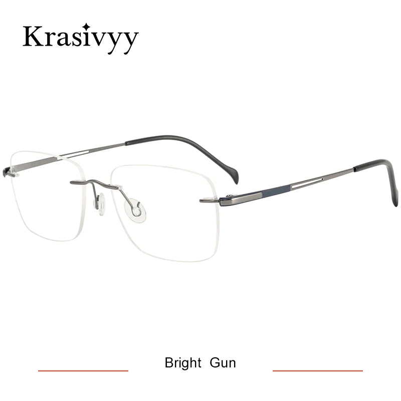 Krasivyy Unisex Rimless Oval Square Titanium Eyeglasses 916065