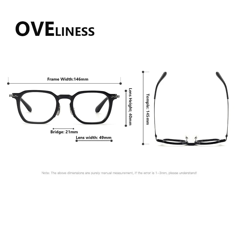 Oveliness Unisex Full Rim Square Titanium Acetate Eyeglasses 322146