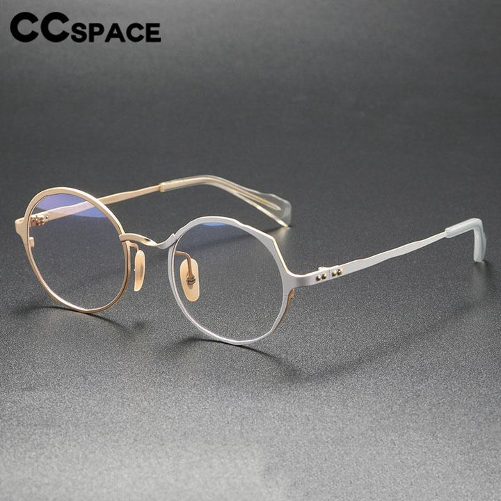 CCSpace Unisex Full Rim Irregular Round Titanium Eyeglasses 56614 Full Rim CCspace   