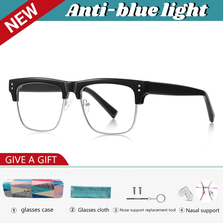 Vicky Men's Full Rim Square Tr 90 Titanium Reading Glasses 82203