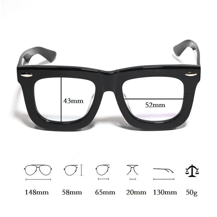 Cubojue Unisex Full Rim Square Acetate Reading Glasses 51485 Reading Glasses Cubojue