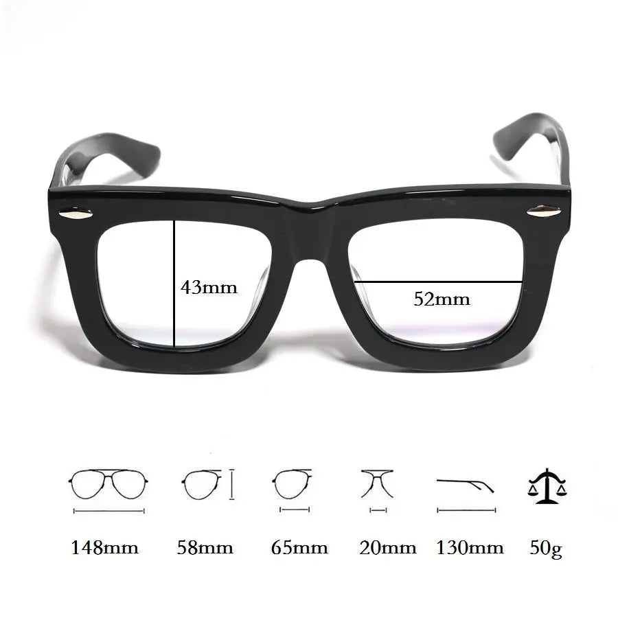 Cubojue Unisex Full Rim Square Thick Acetate Reading Glasses 51485 Reading Glasses Cubojue