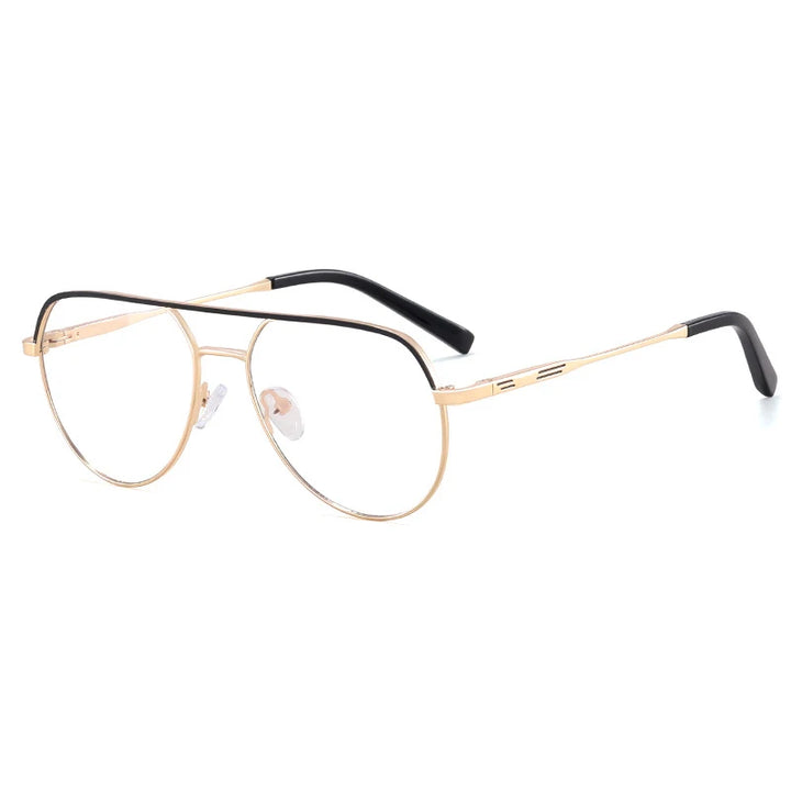 CCspace Unisex Full Rim Round Double Bridge Alloy Reading Glasses R57523 Reading Glasses CCSpace +550 Gold 