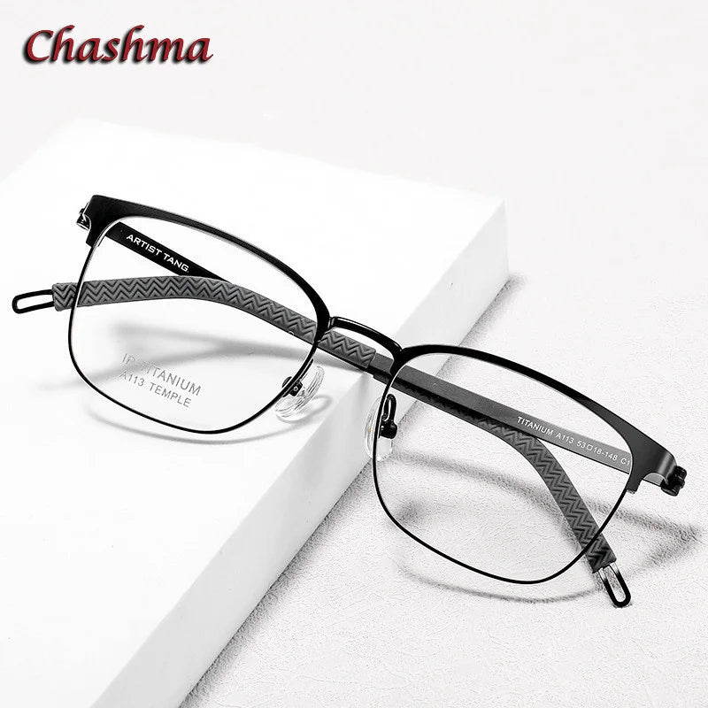 Chashma Ochki Unisex Full Rim Square Titanium Eyeglasses 11305 Full Rim Chashma Ochki   