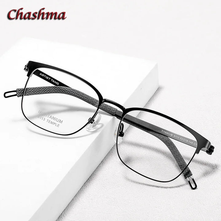 Chashma Ochki Unisex Full Rim Square Titanium Eyeglasses 11305 Full Rim Chashma Ochki   