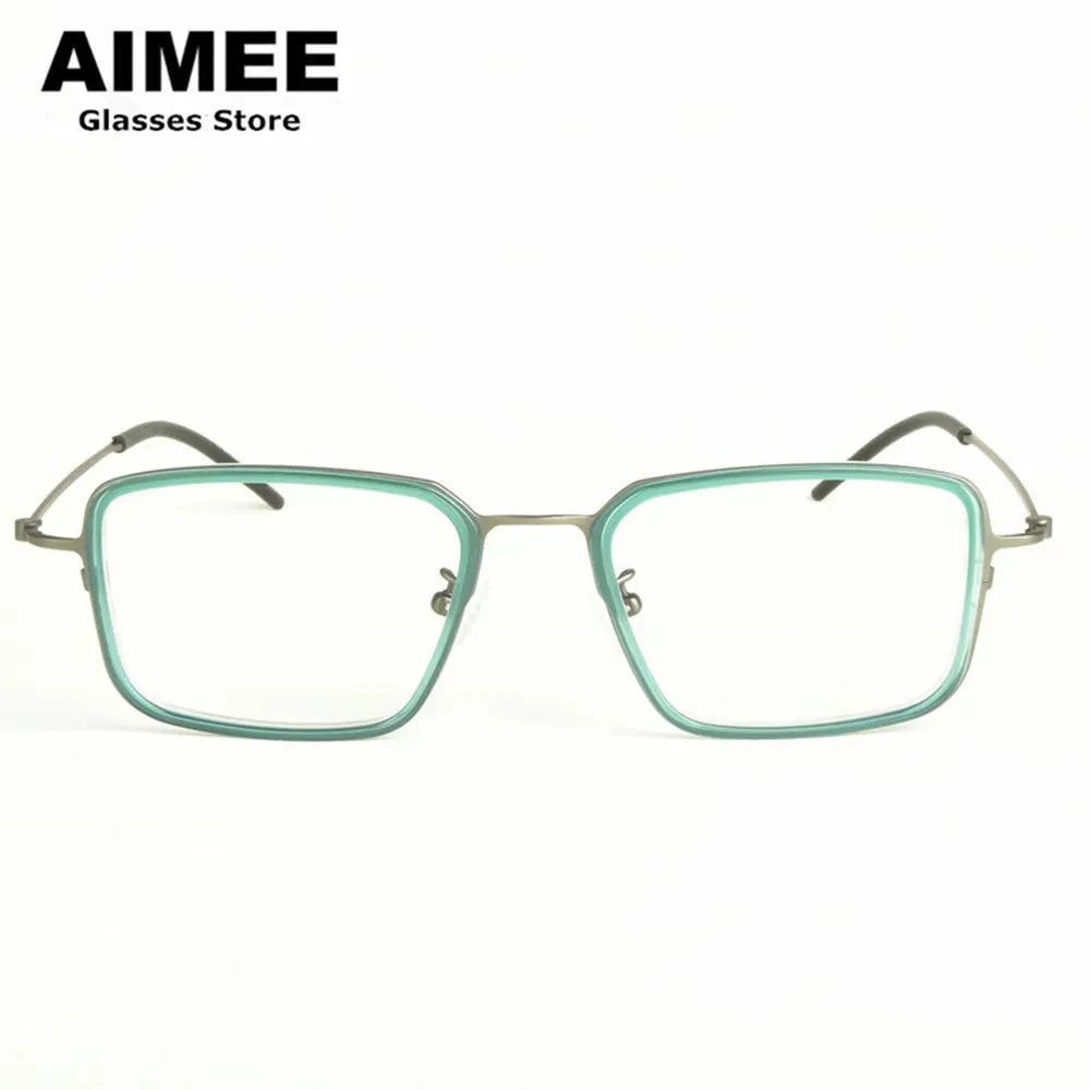 Aimee Unisex Full Rim Polygon Square Titanium Acetate Eyeglasses 13501 Full Rim Aimee   