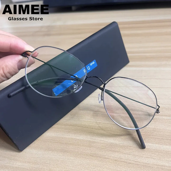 Aimee Women's Full Rim Oval Round Screwless Titanium Eyeglasses 43138