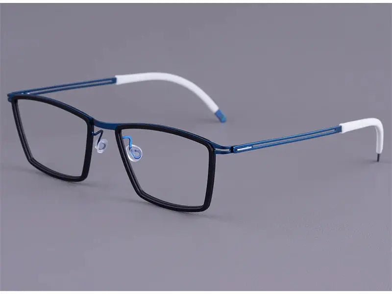 Bobbie 460652 Unisex Screwless Acetate Full Rim Square Titanium Frames — view 1 | Bobbie at FuzWeb