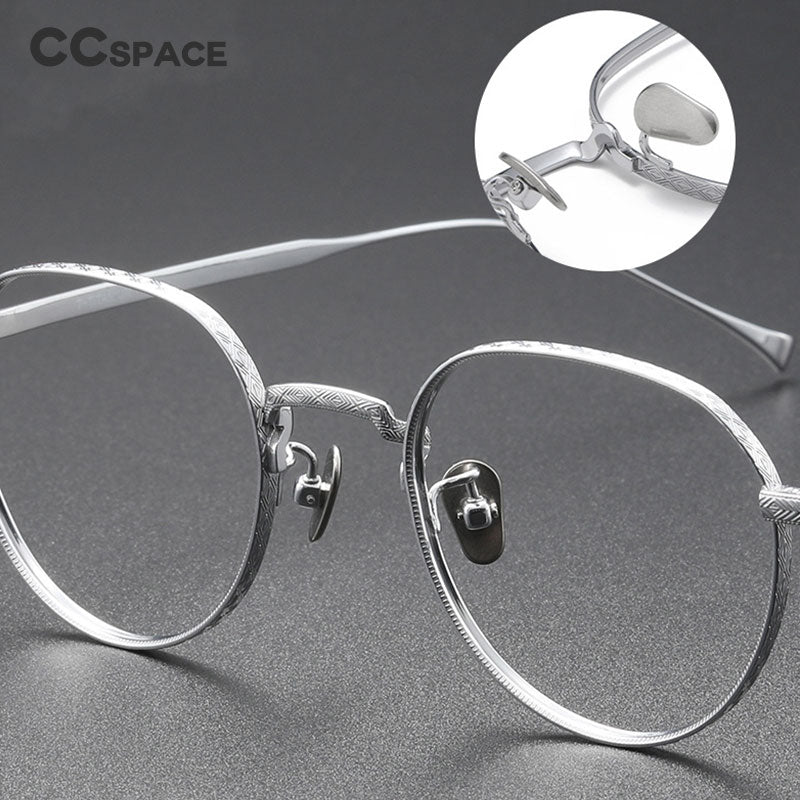 CCspace Unisex Full Rim Round Titanium Eyeglasses 55975 Full Rim CCspace   