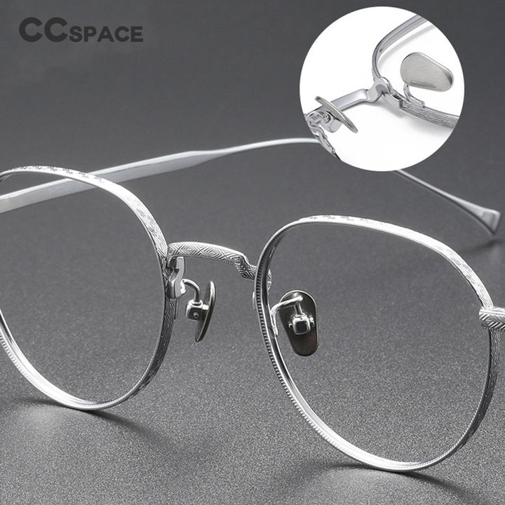 CCspace Unisex Full Rim Round Titanium Eyeglasses 55975 Full Rim CCspace   