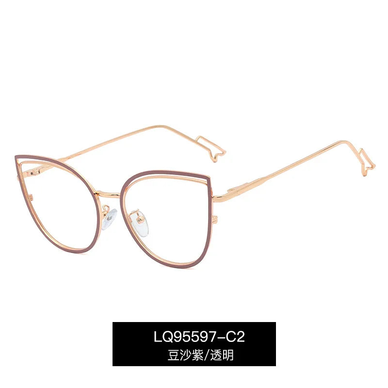 Handoer Women's Full Rim Oval Cat Eye Alloy Tr 90 Eyeglasses 95597