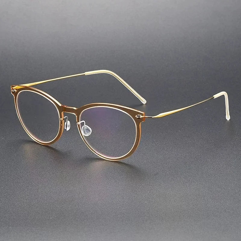 Bobbie Unisex Full Rim Round Titanium Eyeglasses 6517