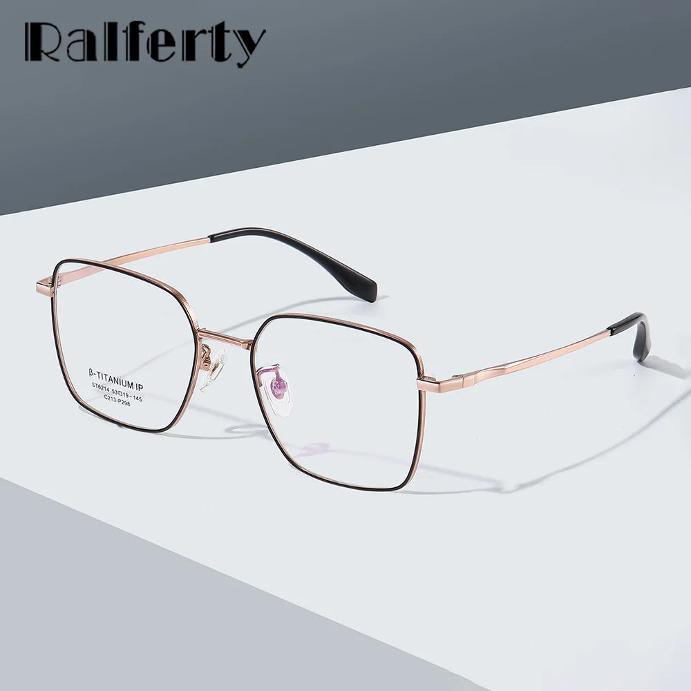 Ralferty Women's Full Rim Square Titanium Eyeglasses R6214 Full Rim Ralferty   