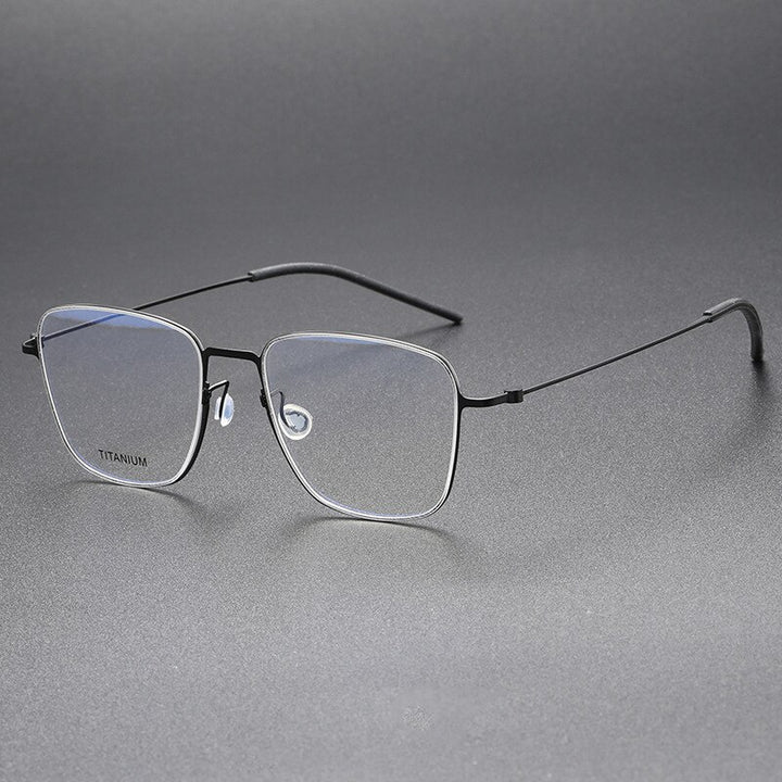Aissuarvey Men's Full Rim Square Titanium Eyeglasses 514217 Full Rim Aissuarvey Eyeglasses Black CN 