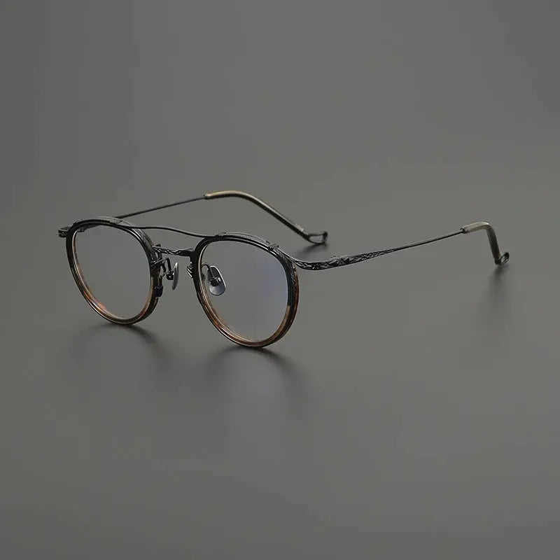 Gatenac Unisex Full Rim Oval Double Bridge Acetate Titanium Eyeglasses 574154 FuzWeb