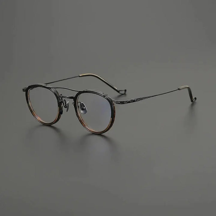 Gatenac Unisex Full Rim Oval Double Bridge Acetate Titanium Eyeglasses 574154 FuzWeb