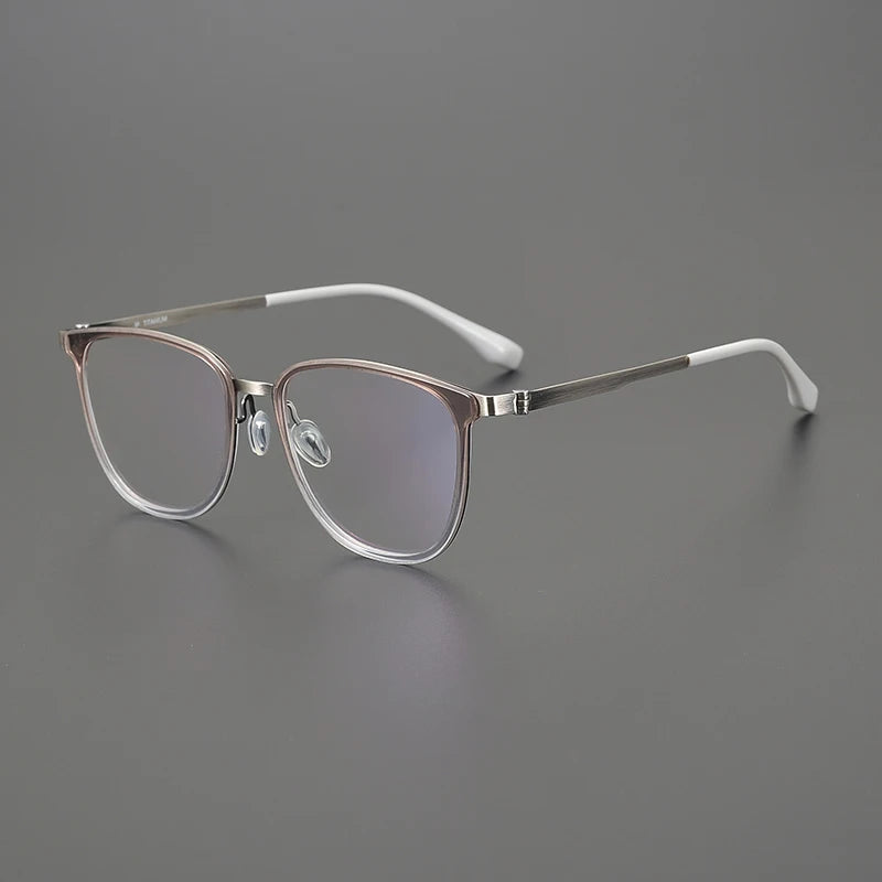 Hewei Unisex Full Rim Square Titanium Acetate Eyeglasses 14544 Full Rim Hewei C5 CHINA 