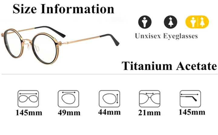 Black Mask Unisex Full Rim Round Titanium Eyeglasses Tv021 Full Rim Black Mask   