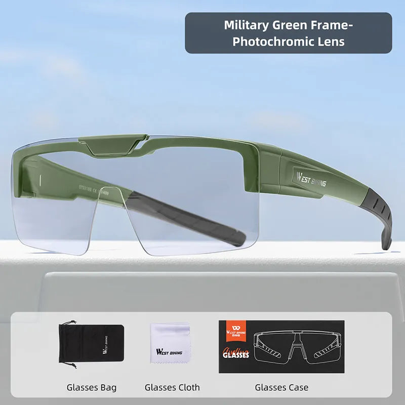 West Biking Unisex Semi Rim Square Flip Up Over Frame Polycarbonate Sunglasses 950703