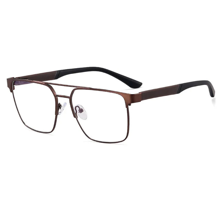 CCspace Unisex Full Rim Square Double Bridge Alloy Eyeglasses 301561 Full Rim CCspace Brown  